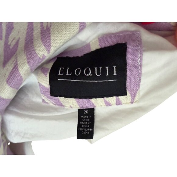 ELOQUII Purple White Floral Linen Blend Jacket Blazer Sz 26 - Picture 3 of 6